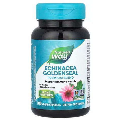 Ехінацея та гідрастіс, Echinacea Goldenseal, Nature's Way, 900 мг, 100 веганських капсул NWY-00415 фото