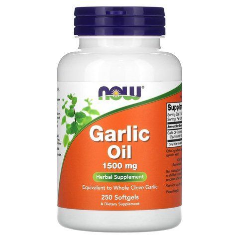 Часникова олія, Garlic Oil, Now Food, 1500 мг, 250 гелевих капсул NOW-01792 фото