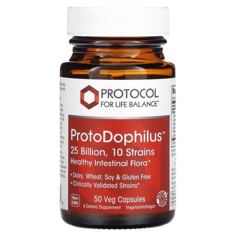 Пробіотики дофілус, ProtoDophilus, Protocol for Life Balance, 25 млрд КУО, 10 штамів, 50 веганських капсул PRT-12926 фото