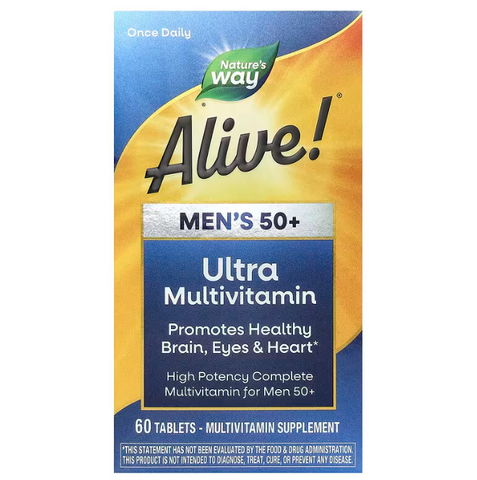 Вітаміни для чоловіків 50+, Alive! Men's 50+ Ultra Potency, Nature's Way, 60 таблеток NWY-15691 фото
