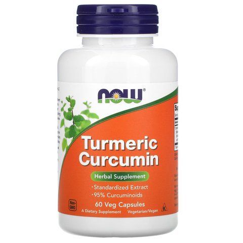 Куркумін, Turmeric Curcumin, Now Foods, 60 вегетаріанських капсул NOW-04638 фото