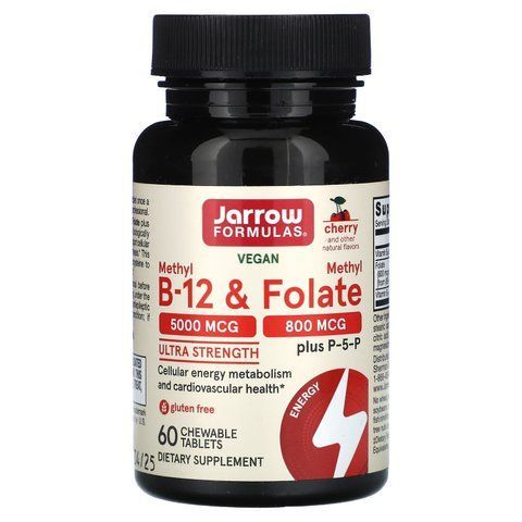 Метилфолат і метил B-12, Methyl B-12 & Methyl Folate, Jarrow Formulas, вишня, 60 льодяників JRW-18019 фото