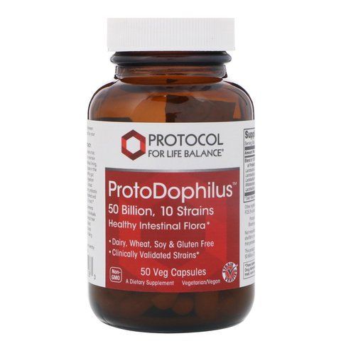 Пробіотики дофілус, ProtoDophilus, Protocol for Life Balance, 50 млрд, 10 штамів, 50 веганських капсул PRT-12928 фото