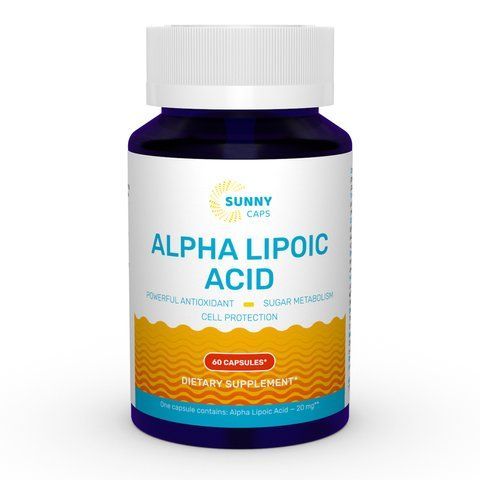 Альфа-ліпоєва кислота, Alpha-Lipoic Acid Powerfull, Sunny Caps, 60 капсул SUN-530678 фото