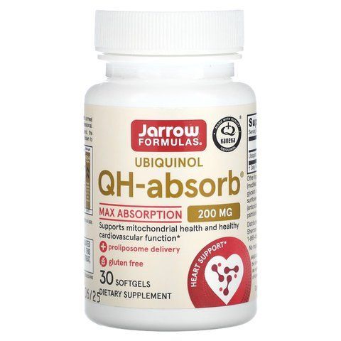 Убіхінол, Ubiquinol, QH-Absorb, Jarrow Formulas, 200 мг, 30 капсул JRW-06024 фото