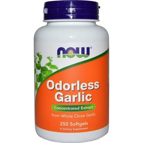 Часник, концентрований екстракт, Odorless Garlic, Now Foods, 50 мг, 250 гелевих капсул (25 мг в одній капсулі) NOW-01808 фото