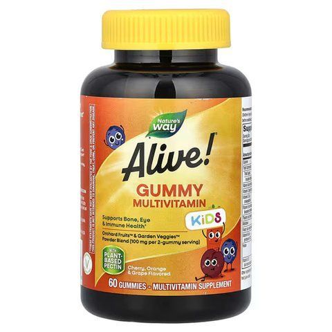 Мультивітаміни для дітей, Multi-Vitamin for Children, Nature's Way, Alive!, вишня, апельсин та виноград, 60 жувальних цукерок NWY-15788 фото