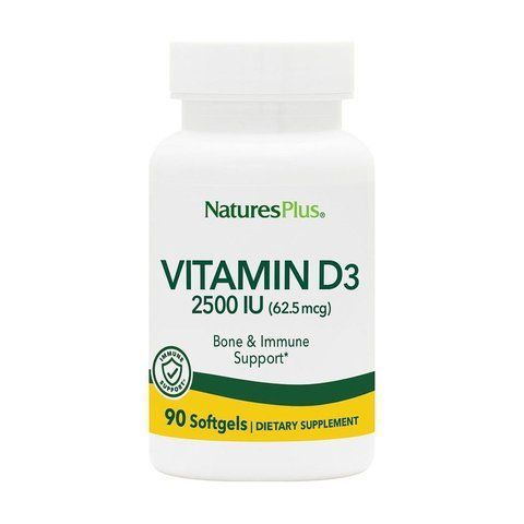 Вітамін D3, Vitamin D3, Nature's Plus, 2500 МО, 90 гелевих капсул NAP-01046 фото
