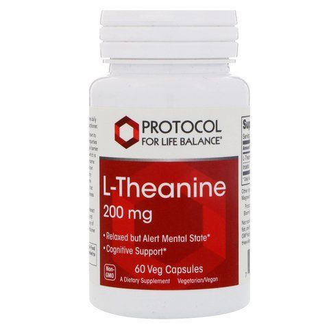 L-теанін, L-Theanine, Protocol for Life Balance, 200 мг, 60 капсул PRT-10147 фото