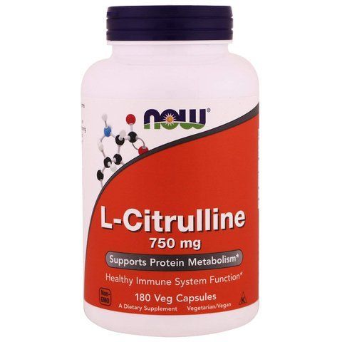 Цитрулін, L-Citrulline, Now Foods, 750 мг, 180 вегетаріанських капсул NOW-00103 фото