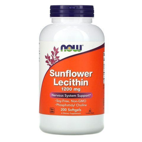 Соняшниковий лецитин, Sunflower Lecithin, Now Foods, 1200 мг, 200 гелевих капсул NOW-02313 фото