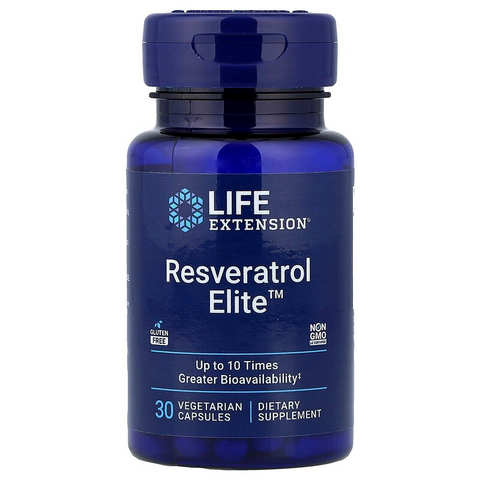 Ресвератрол, Resveratrol Elite, Life Extension, 30 вегетаріанських капсул LEX-22106 фото