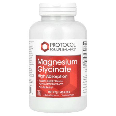 Магнію гліцинат, Magnesium Glycinate, Protocol for Life Balance, висока засвоюваність, 180 рослинних капсул PRT-11287 фото