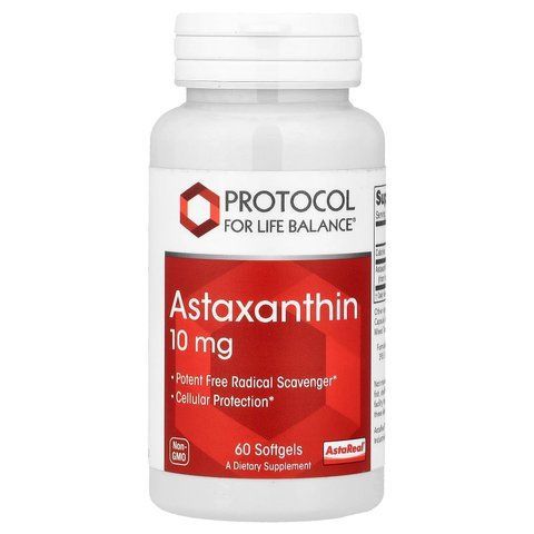 Астаксантин, Astaxanthin, Protocol for Life Balance, 10 мг, 60 гелевих капсул PRT-12251 фото