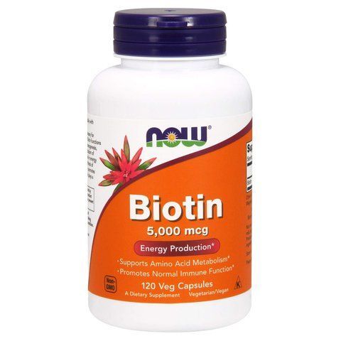 Біотин, Biotin, Now Foods, 5000 мкг, 120 вегетаріанських капсул NOW-00474 фото