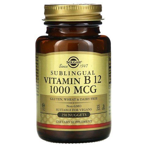 Вітамін В12 (ціанокобаламін), Vitamin B12, Solgar, сублінгвальний 1000 мкг, 250 таблеток SOL-03230 фото