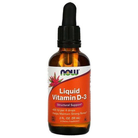 Вітамін D3, Liquid Vitamin D-3, NOW Foods, рідкий, 10 мкг (400 МО), 59 мл NOW-00370 фото