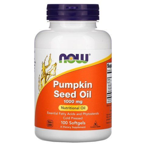 Гарбузова олія, Pumpkin Seed Oil, NOW Now Foods, 1000 мг, 100 гелевих капсул (500 мг в одній гелевій капсулі) NOW-01840 фото