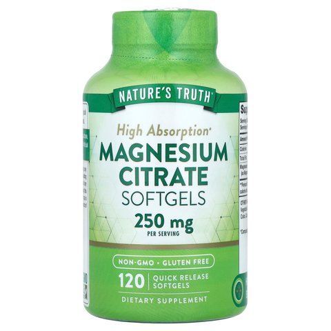 Магній цитрат, Magnesium Citrate, Nature's Truth, 250 мг, 120 гелевих капсул швидкого вивільнення (125 мг в гелевій капсулі) NTH-12346 фото