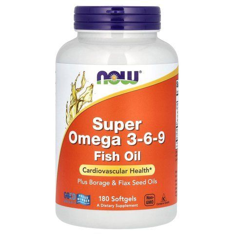 Супер омега 3-6-9, Super Omega 3-6-9, Now Foods, 1200 мг, 180 гелевих капсул NOW-01841 фото
