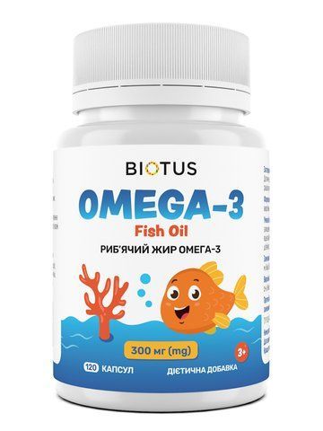 ОМЕГА-3 для дітей, OMEGA-3 for Kids, Biotus, риб'ячий жир, 300 мг, 120 капсул BIO-532856 фото
