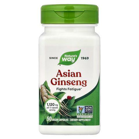 Азіатський женьшень, Asian Ginseng, Nature's Way, 1120 мг, 50 веганських капсул (560 мг у капсулі) NWY-13400 фото