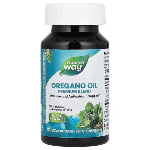 Олія орегано, Oregano Oil, Nature's Way, преміальна суміш, 60 веганських капсул NWY-15181 фото