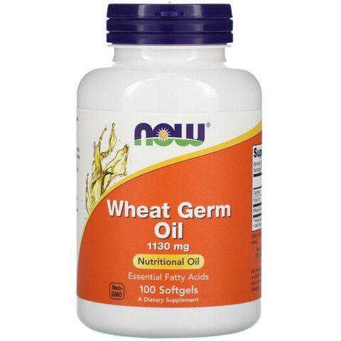 Масло зародків пшениці, Wheat Germ Oil, Now Foods, 1130 мг, 100 гелевих капсул NOW-01870 фото