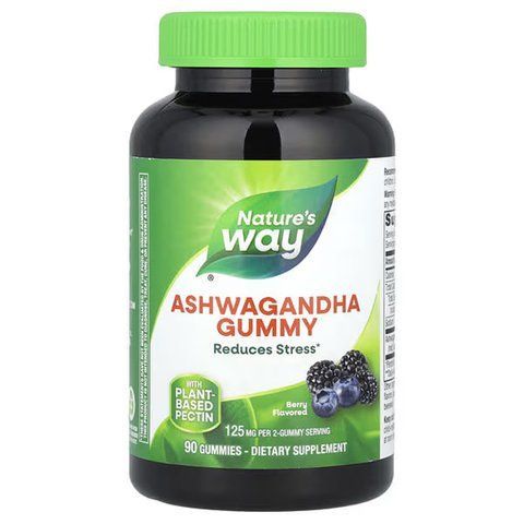 Ашваганда, Ashwagandha Gummies, Nature's Way, смак ягід, 125 мг, 90 жувальних цукерок NWY-13983 фото