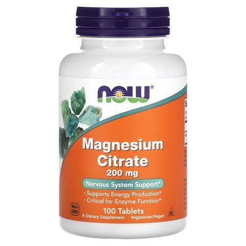 Магній цитрат, Magnesium Citrate, NOW Foods, 200 мг, 100 таблеток NOW-01290 фото
