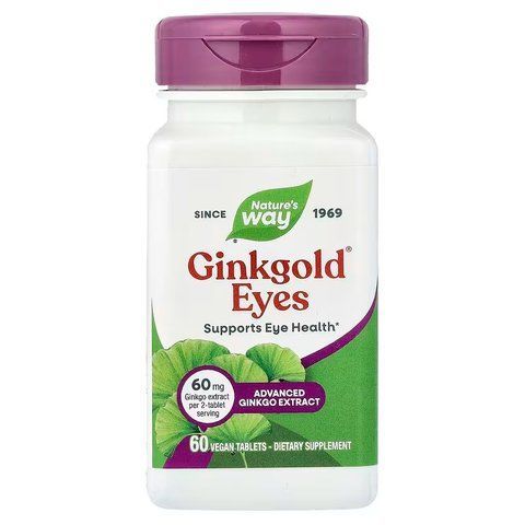 Каротиноїди комплекс, Ginkgold Eyes, Nature's Way, 60 мг, 60 веганських таблеток (30 мг на таблетку) NWY-15252 фото