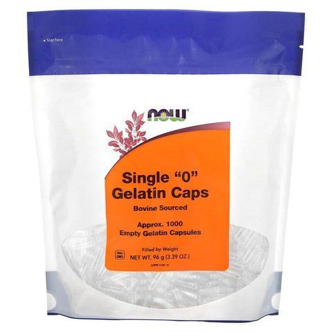 Порожні капсули "0", Single "0" Gelatin Caps, Now Foods, 1000 порожніх желатинових капсул (96 г) NOW-05150 фото