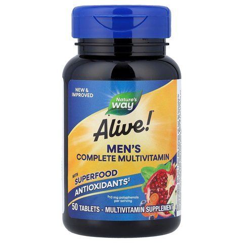 Мультивітаміни для чоловіків, Alive!&reg; Men's Complete Multivitamin, Nature's Way, 50 таблеток NWY-13660 фото