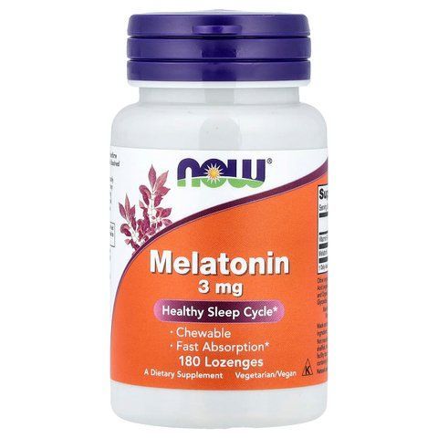 Мелатонін, Melatonin, Now Foods, 3 мг, 180 льодяників NOW-03259 фото