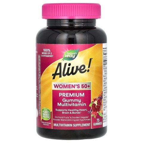 Мультивітаміни для жінок Alive! Women's 50+, Nature's Way, вишня та виноград, 75 жувальних цукерок NWY-15899 фото