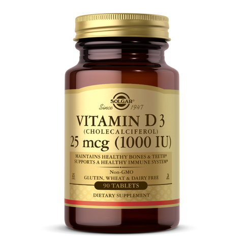 Вітамін D3 (холекальциферол), Vitamin D3, Solgar, 25 мкг (1000 МО), 90 таблеток SOL-03310 фото