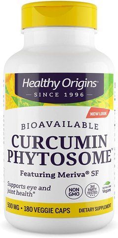 Куркумін, Curcumin Phytosome, Healthy Origins, фітосоми куркуміну за участю Meriva SF, 500 мг, 180 вегетаріанських капсул HOG-52445 фото