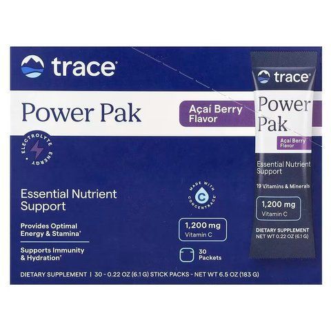Електроліти зі смаком ягоди асаї, Electrolyte Stamina Power Pak, Trace Minerals Research, 30 пакетів по 5,2 г кожен TMR-00263 фото