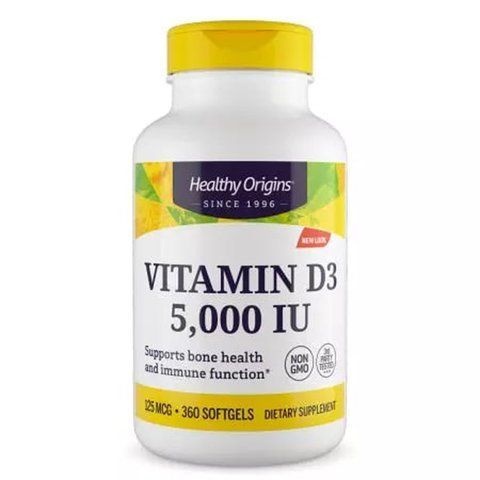 Вітамін D3 в олії МСТ, Vitamin D3 in MCT Oil, Healthy Origins, 5000 МО, 360 гелевих капсул HOG-15394 фото