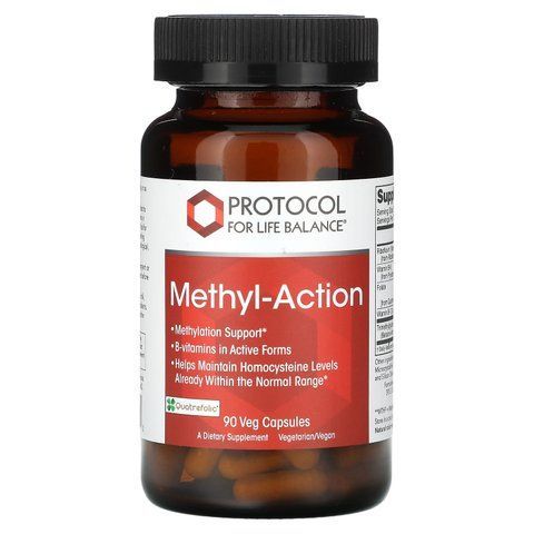 Підтримка метилювання, Methyl-Action, Protocol for Life Balance, активний В-комплекс, 90 веганських капсул PRT-10499 фото