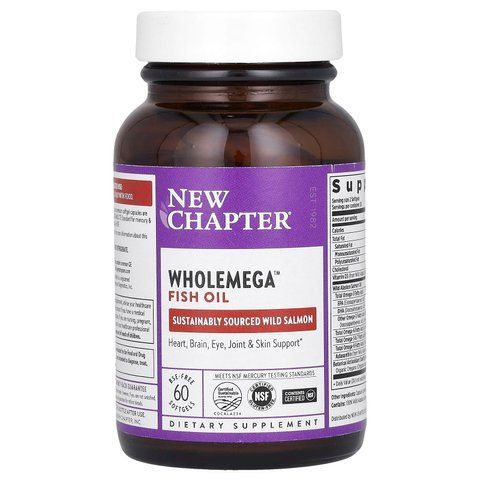 Жир аляскинського лосося, Wholemega Fish Oil, New Chapter, 60 гелевих капсул NCR-05002 фото