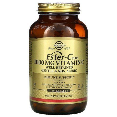 Естер-С плюс, Ester-C Plus, Solgar, вітамін C, 1000 мг, 180 таблеток SOL-59197 фото