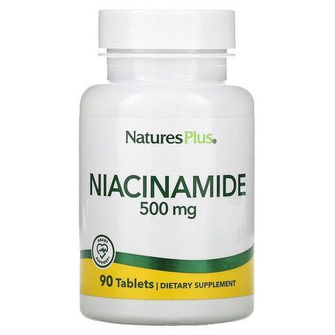 Ніацинамід, Niacinamide, Nature's Plus, 500 мг, 90 таблеток NAP-01890 фото