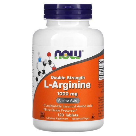 L-аргінін, L-Arginine, Now Foods, подвійна сила, 1000 мг, 120 таблеток NOW-00035 фото