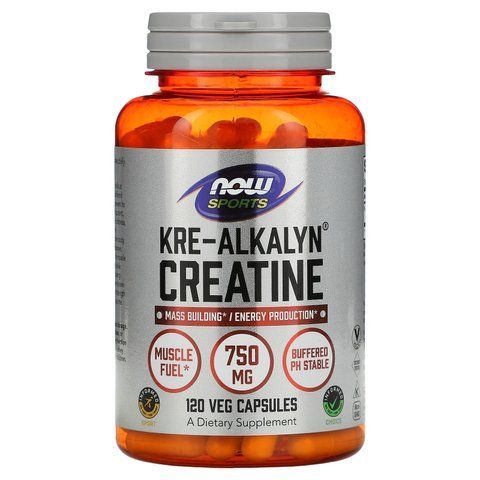 Креатин, Kre-Alkalyn Creatine, Now Foods, Sports, 750 мг, 120 вегетаріанських капсул NOW-02055 фото