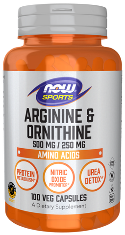 Аргінін та орнітин, Arginine & Ornithine, Now Foods, Sports, 500 мг/250 мг, 100 вегетаріанських капсул NOW-00040 фото