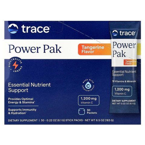 Електроліти зі смаком мандарину, Electrolyte Stamina Power Pak, Trace Minerals Research, 30 пакетів по 5 г кожен TMR-00349 фото