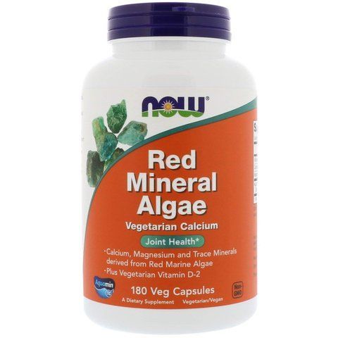 Червоні водорості, Red Mineral Algae, Now Foods, мінеральні, 180 вегетаріанських капсул NOW-01538 фото