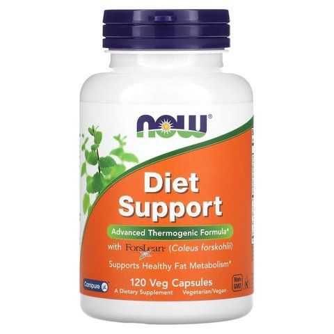 Підтримка здорового метаболізму жирів, Diet Support, Now Foods, термогенна формула, 120 вегетаріанських капсул NOW-03307 фото