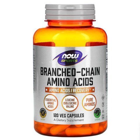 BCAA амінокислоти з розгалуженим ланцюгом, Amino Acids, Now Foods, Sports, 120 капсул NOW-00053 фото